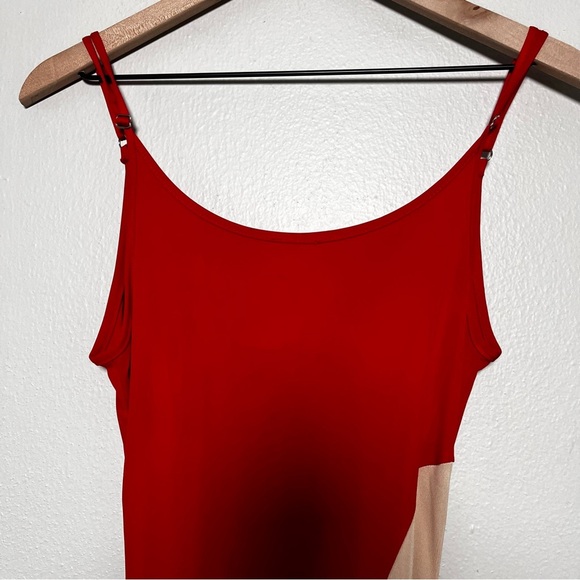 Haute Hippie Women Maxi Dress Medium Red Swirl Bodycon Side Split Tank Statement - Picture 3 of 10